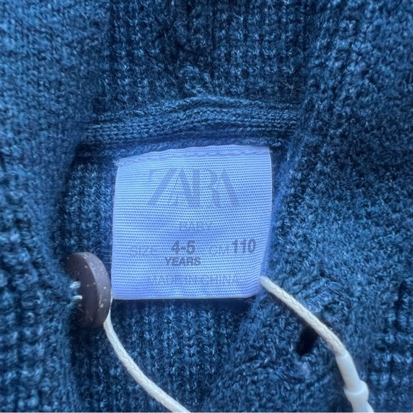 Zara Kids Blue Button Up Soft Knit Viscose Cardigan Sweater Pockets Size 4-5 NWT - Picture 5 of 7